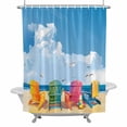 thumbnail image 1 of Beach Chairs Bathroom Shower Curtain, Summer Beach Ocean Seagull Sky Waterproof Washable Soft Bath Curtain for Bathtub Decor with 12 Hooks&Grommet, 66x72 Inch, 1 of 9