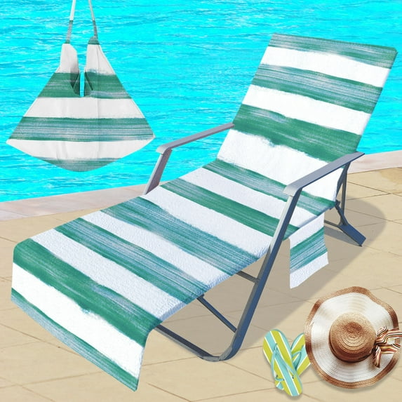 Beach Chairs Cover Microfiber Beach Chairs Cover Solid Color Stripe Series Beach Chairs Cover Summer Seaside/ Home Essentials