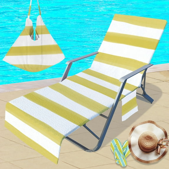 Beach Chairs Cover Microfiber Beach Chairs Cover Solid Color Stripe Series Beach Chairs Cover Summer Seaside/ Home Essentials