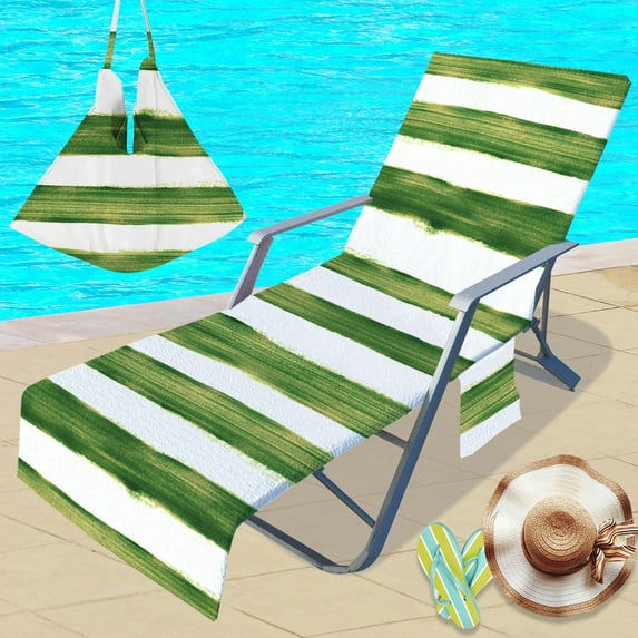 Beach Chairs Cover Microfiber Beach Chairs Cover Solid Color Stripe Series Beach Chairs Cover Summer Seaside/ Home Essentials
