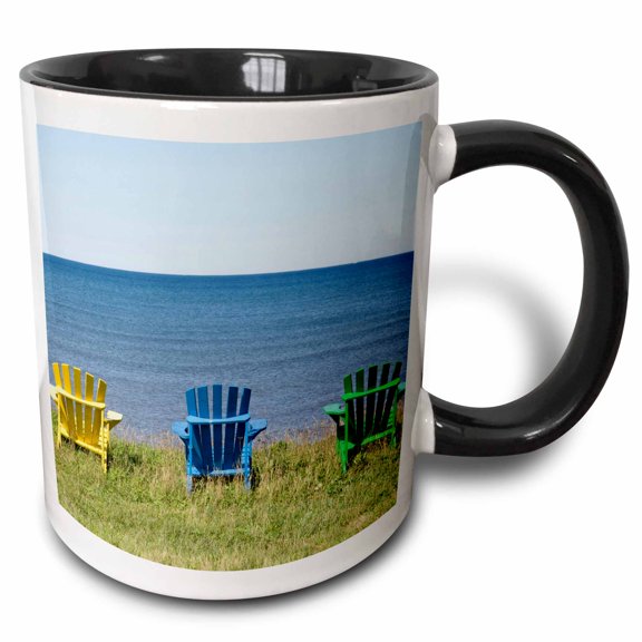 3drose, Beach Chairs, Prince Edward Island, Canada-cn09 Krs0003 - Keith and Rebecca Snell, 11oz Two-tone Black Mug