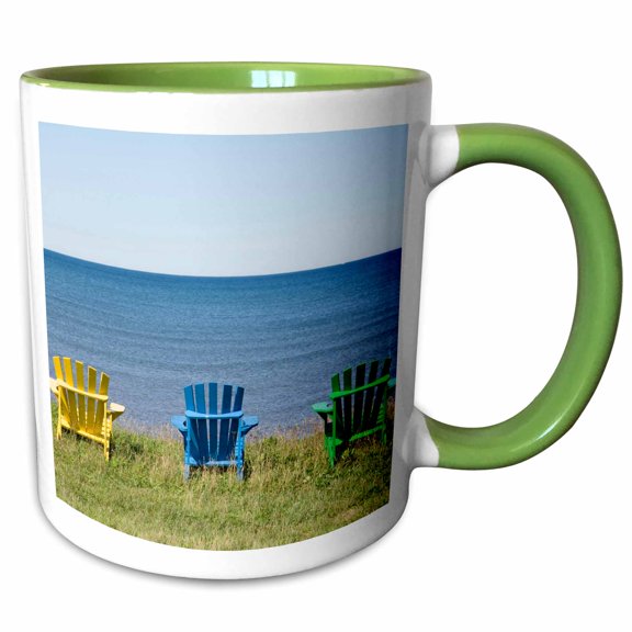 3drose, Beach Chairs, Prince Edward Island, Canada-cn09 Krs0003 - Keith and Rebecca Snell, 11oz Two-tone Green Mug