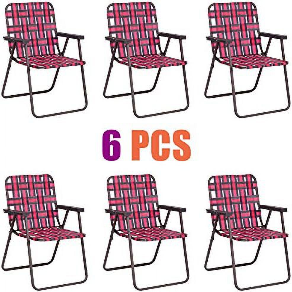 Beach Chairs Set of 6 Patio Folding Lawn Chairs for Adults Outdoor