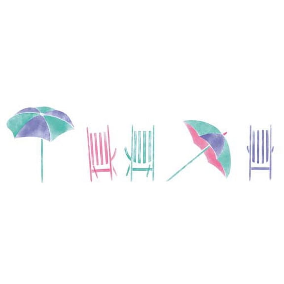 Beach Chairs and Umbrella Wall Stencil 093 by Designer Stencils