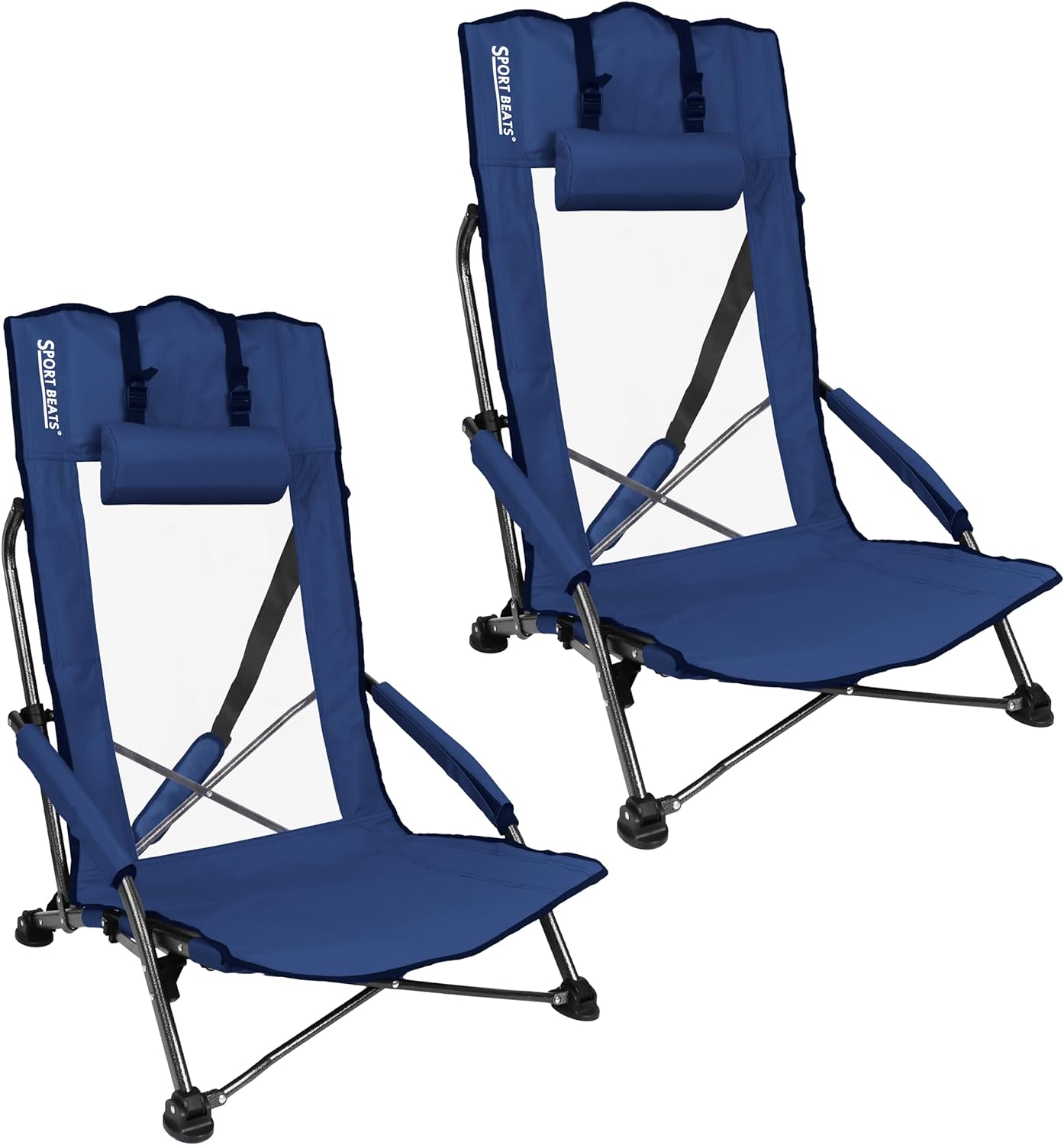 Beach Chairs for Adults 2 Pack Low Profile Folding Beach Chairs for