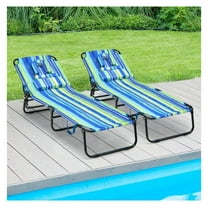 Beach Chaise Lounge Chair with Face Hole, Adjustable 5-Position Recliner, Removable Pillow - Portable Folding Sunbathing Chair for Beach, Patio, Poolside - 350lbs Capacity