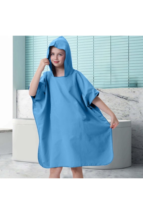 Beach Changing towel, Surf Robe, Quick-Dry Wetsuit Cover-up for Swimming and Bathing, Adjustable Sleeves, Hooded with Pockets, Lightweight and Soft, Suitable for Kids 5-13