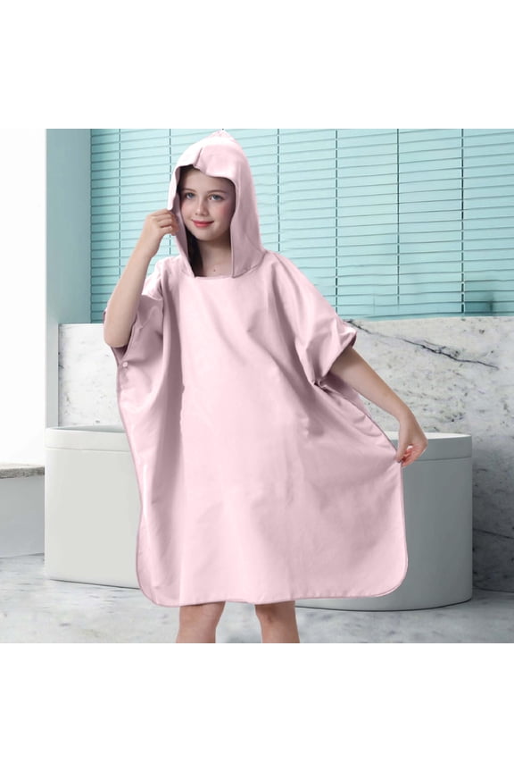 Beach Changing towel, Surf Robe, Quick-Dry Wetsuit Cover-up for Swimming and Bathing, Adjustable Sleeves, Hooded with Pockets, Lightweight and Soft, Suitable for Kids 5-13