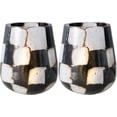 thumbnail image 1 of Beach Chic Votive Candle Holders, Set of 2, Black and White Buffalo Checker Pattern, 1 of 6