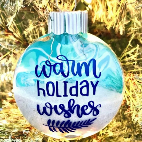 Taicans Beach Christmas Ornament - 'Christmas By The Sea' Ball (2.7in),Unique Seaside Holiday Tree Decoration,Perfect Gift for Beach Lovers,Handmade Hanging Ornament for Coastal Christmas Decor,2D