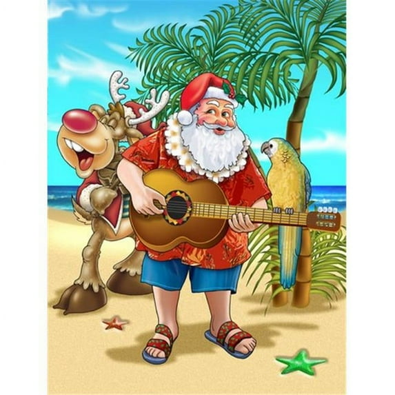 Beach Christmas Santa Claus Island Time Flag Canvas House Size