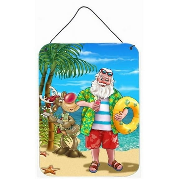 Beach Christmas Santa Claus Swimming Wall or Door Hanging Prints