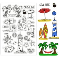 Beach Clear Stamps Beach Sun Sea Sand Silicone Stamp Transparent Stamp for Card Making Decoration and DIY Scrapbooking