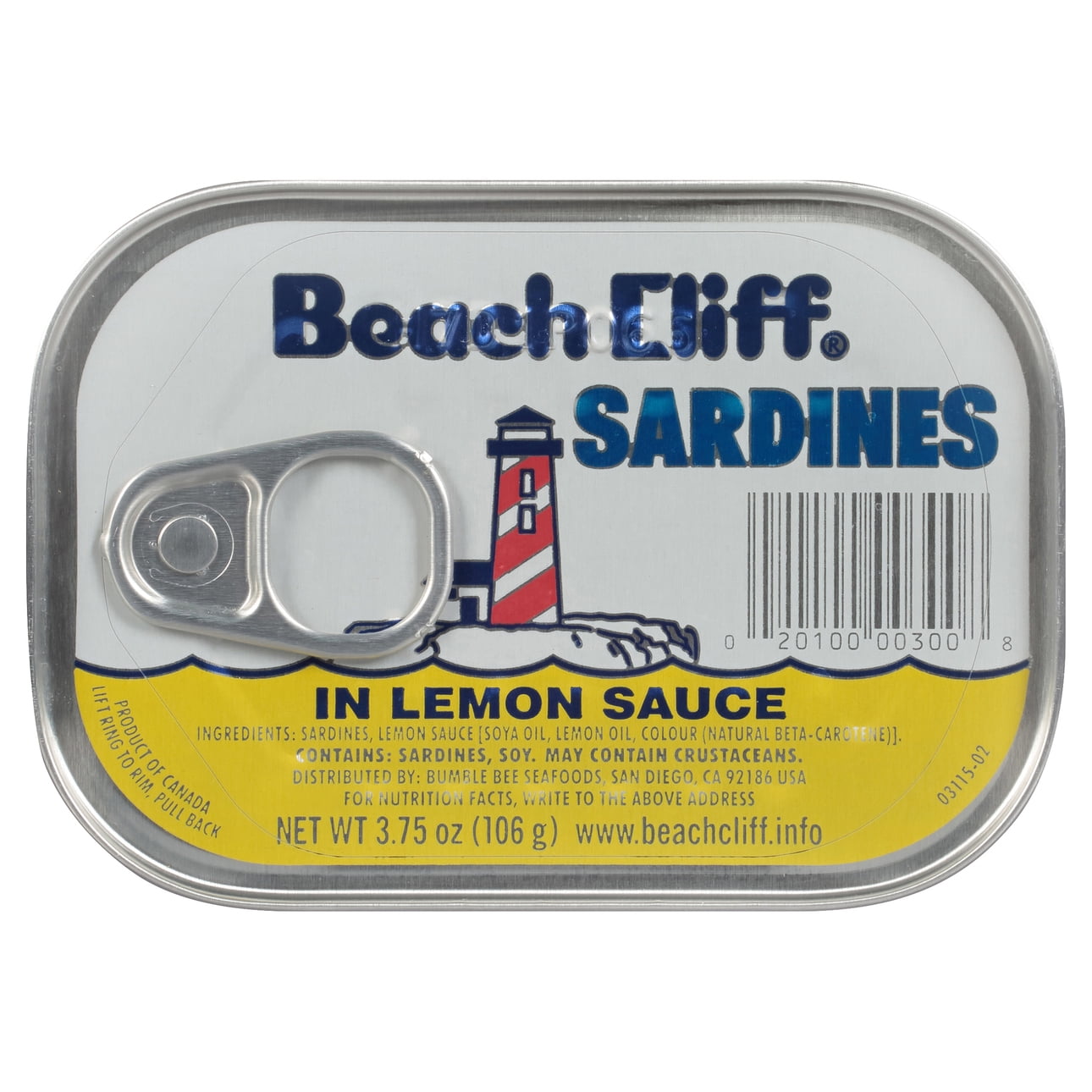 Beach Cliff Sardines in Lemon Sauce, 3.75 oz Can