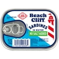 thumbnail image 1 of Beach Cliff Wild Caught Sardines in Water with No Salt Added, Gluten Free, 12g Protein Per Serving, Shelf Stable Tin Can, 3.75 oz, 1 of 7