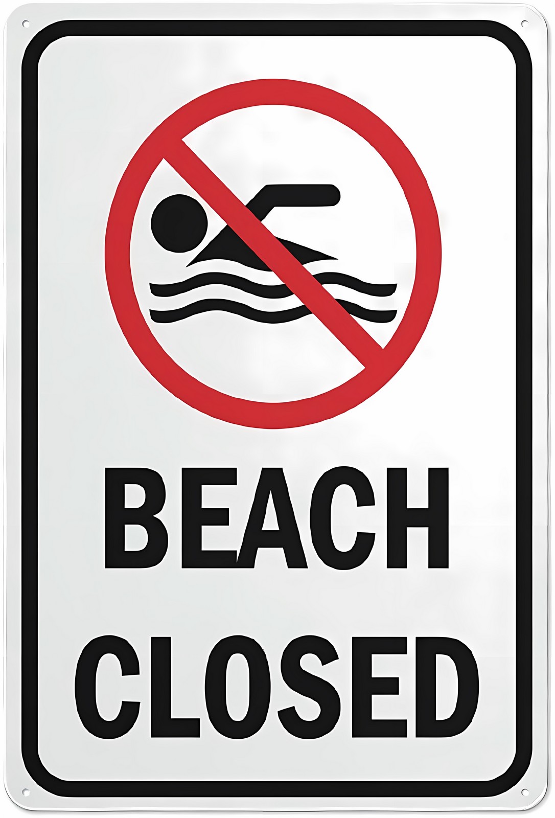 Beach Closed Aluminum Sign 12 x 8 Inches - UV Ink Printed, Durable for ...