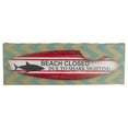 thumbnail image 1 of Beach Closed Shark Bitten Surfboard Linen Burlap Wall Art 24", 1 of 4