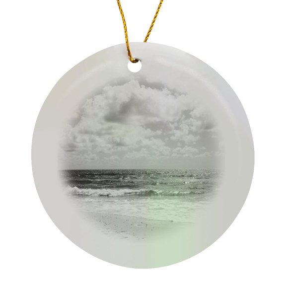 3drose, Beach Clouds, Circle Porcelain Ornament