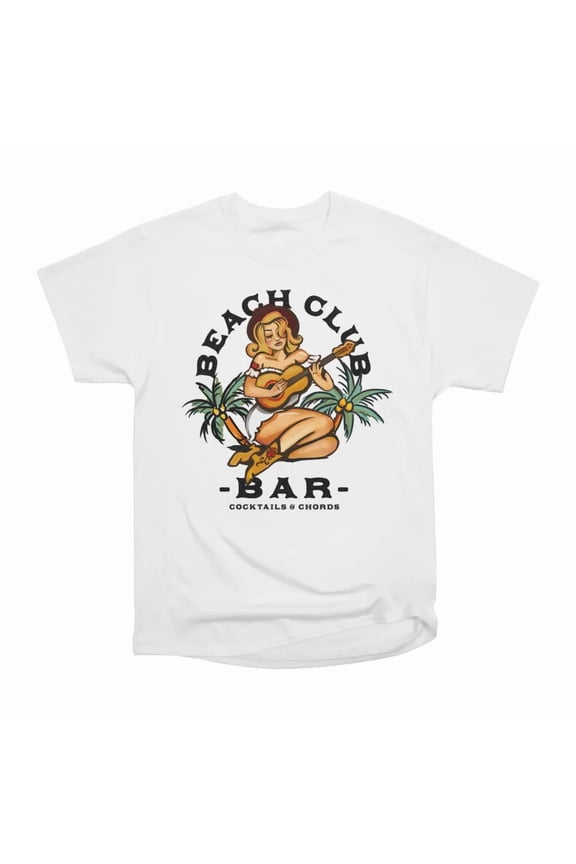 Beach Club Music Bar Cocktails Chords Guitar Girl T-Shirt Tee Gift For Him Merch For Her A