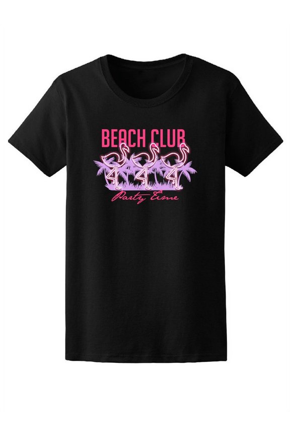 Beach Club Party Time Flamingo T-Shirt Women -Image by Shutterstock, Female Small