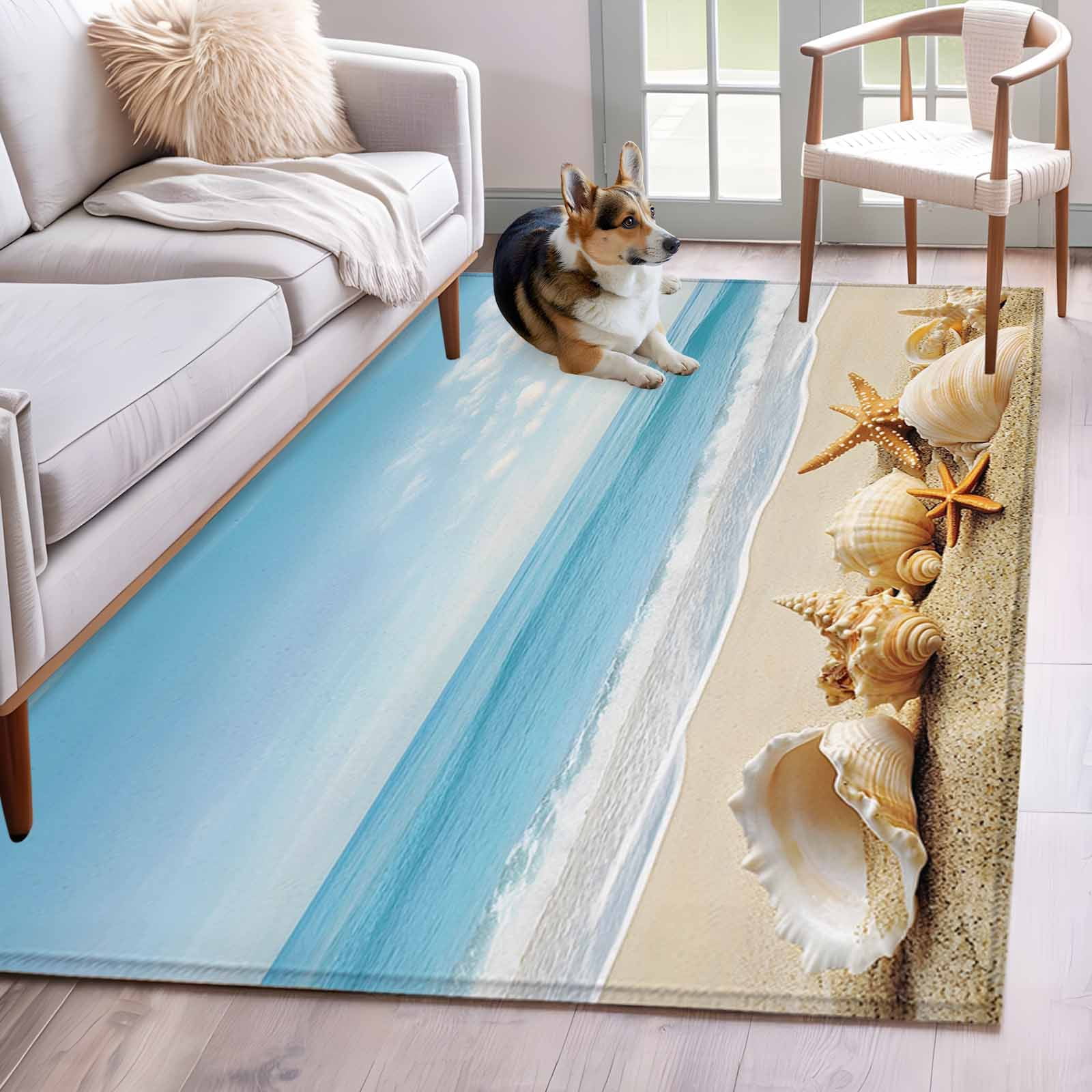 Curated visual reference: Coastal Beach Dog Shed Reference: Beach Coastal Area Rug 3X5 Ft Non Slip Entryway Bedside