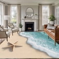 thumbnail image 1 of Beach Coastal Area Rug 6x9 FT, Non Slip Living Room Throw Carpet, Summer Nautical Starfish Aqua Beige Washable Soft Large Floor Carpet Non-Shedding Rug for Bedroom Dining Room Play Room, 1 of 9