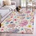 thumbnail image 1 of Beach Coastal Area Rugs 4'x6', Washable Small Throw Rugs for Office Bathroom, Summer Nautical Shell Starfish Coral Rustic Indoor Outdoor Rug Non-Slip Low Pile Carpet Runner Reversible Floor Mats, 1 of 8
