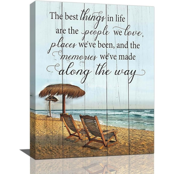 Beach Coastal Bathroom Wall Art Motivational Ocean Wall Decor Nautical Pictures Canvas Prints Painting Beach Decorations Framed Artwork for Bathroom Living Room Bedroom 12"x16"