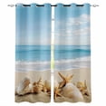 thumbnail image 1 of Beach Coastal Blackout Curtains for Bedroom Living Room Darkening Curtains 54 Inch Long Summer Seaside Shell Starfish Nautical Short Curtain for Small Window Treatment Grommet Drapes 42"x54"x2, 1 of 9