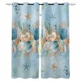 thumbnail image 1 of Beach Coastal Blue Blackout Curtains 84 Inches Long, Nautical Shell Starfish Coral Summer Thermal Insulated Black Out Curtains, Darkening Window Curtain for Bedroom Living Room 52"x84" 2 Panels, 1 of 9