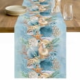 thumbnail image 1 of Beach Coastal Blue Table Runner - 36 Inch Long Nautical Shell Starfish Coral Summer Cotton and Linen Blended Dress Scarves Farmhouse Table Runner for Kitchen Dining, Coffee Table, 13" x 36", 1 of 8