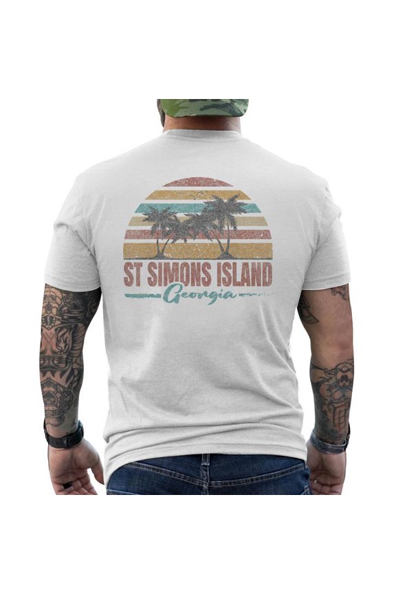 Beach Coastal City Vacation Souvenir St Simons Island Back T-Shirt