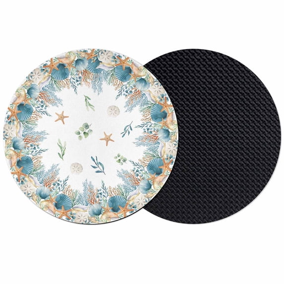 Beach Coastal Coasters Set of 2, Absorbent Coasters for Drinks, Summer Beach Starfish Coral Shell Coaster for Desk Coffee Table Protection, Home Decor House Warming Gifts 4"