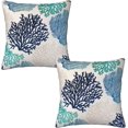thumbnail image 1 of Beach Coastal Coral Branch Ocean Themed Throw Pillow Covers 18 X 18 Inch Set of 2 Summer Nautical Decorative Pillow Cases Cushion Covers for Sofa Couch Car Bedroom Home Decor, 1 of 6