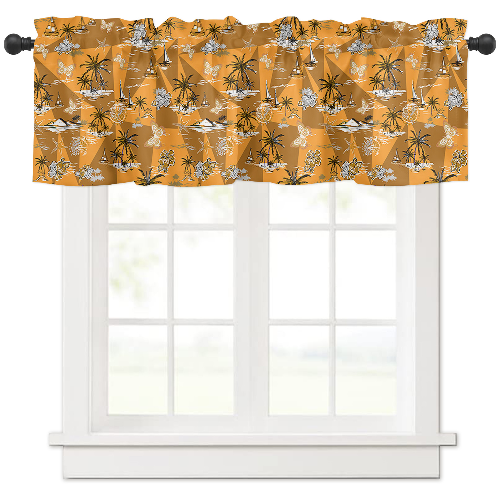 Beach Coastal Curtain Valances for Windows Treatment Tier Curtains