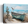 thumbnail image 1 of Beach Coastal Decor Wall Art Nautical Landscape Canvas Pictures Wall Decor Painting Blue Ocean Seascape Theme Framed Artwork For Bathroom Bedroom Living Room Home Office Decoration 12"X16", 1 of 7