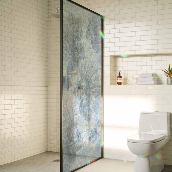 Beach Coastal Fish Window Privacy Film Rainbow Static Cling Stain Glass Window Film for Glass Door, Decorative Sunroof Decal Sticker for Car Bathroom Home 29.5"x118" Watercolor Sea Ocean Nautical