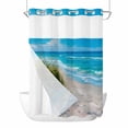 thumbnail image 1 of Beach Coastal No Hook Shower Curtain with Snap in Liner, Waterproof Fabric Shower Curtains, Summer Nautical Seaside Ocean Shower Curtain Set Top See Through for Bathroom 72"x96", 1 of 8