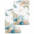 thumbnail image 1 of Beach Coastal Kitchen Dish Towels for Drying Dishes Set of 2, Summer Nautical Coral Shell Botanical Waffle Weave Microfiber Hand Tea Bathroom Towels Quick Dry & Absorbent Towel 15.7x23.6, 1 of 7