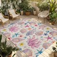 thumbnail image 1 of Beach Coastal Outdoor Rug for Patio/Deck/Porch, Non-Slip Large Area Rug 3 x 5 Ft, Summer Nautical Shell Starfish Coral Rustic Indoor Outdoor Rugs Washable Area Rugs, Camping Rug Carpet Runner, 1 of 8