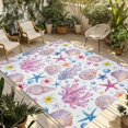 thumbnail image 1 of Beach Coastal Outdoor Rug for Patio/Deck/Porch, Non-Slip Large Area Rug 6 x 9 Ft, Ocean Summer Nautical Shell Starfish Coral Indoor Outdoor Rugs Washable Area Rugs, Camping Rug Carpet Runner, 1 of 8