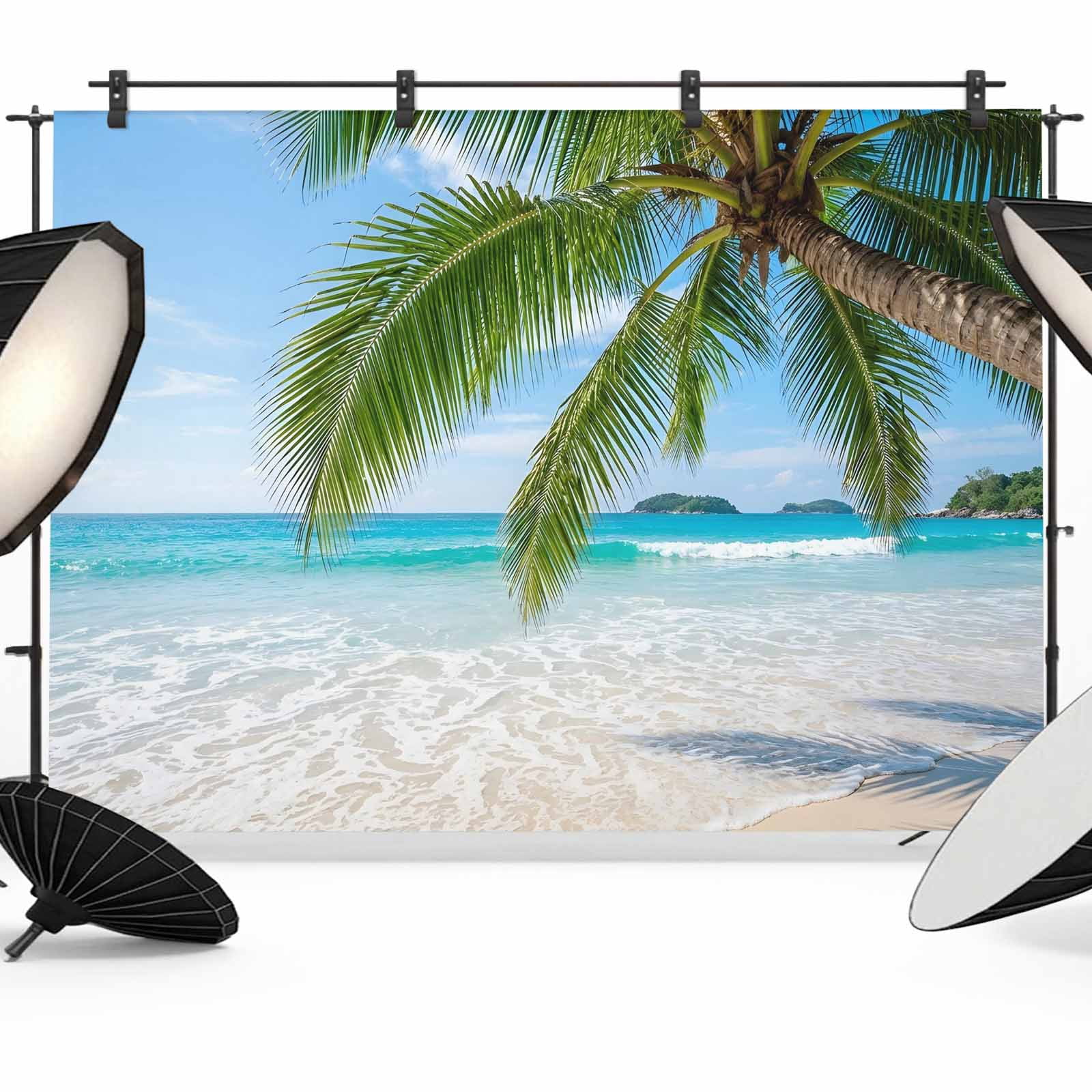 Beach Coastal Photography Backdrop 7x5FT, Starfish Palm Tree Sky ...