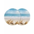 thumbnail image 1 of Beach Coastal Round 13 Inch Placemats Set of 2, Summer Nautical Seaside Starfish Shell HeatResistant Non Slip Place Mats for Dining Table, Wipeable Braided Kitchen Table Mats for Housewarming, 1 of 9