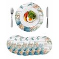 thumbnail image 1 of Beach Coastal Round 15 Inch Placemats Set of 6, Summer Nautical Coral Shell Botanical Vintage HeatResistant Non Slip Place Mats for Dining Table, Wipeable Braided Kitchen Table Mats for Housewarming, 1 of 9