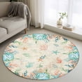 thumbnail image 1 of Beach Coastal Round Area Rug 4ft, Summer Coral Starfish Nautical Ocean Vintage Washable Non-Slip Circle Rugs for Bedroom Living Room Kitchen, Soft Non Shedding Circle Carpet for Dining Room Dorm, 1 of 9