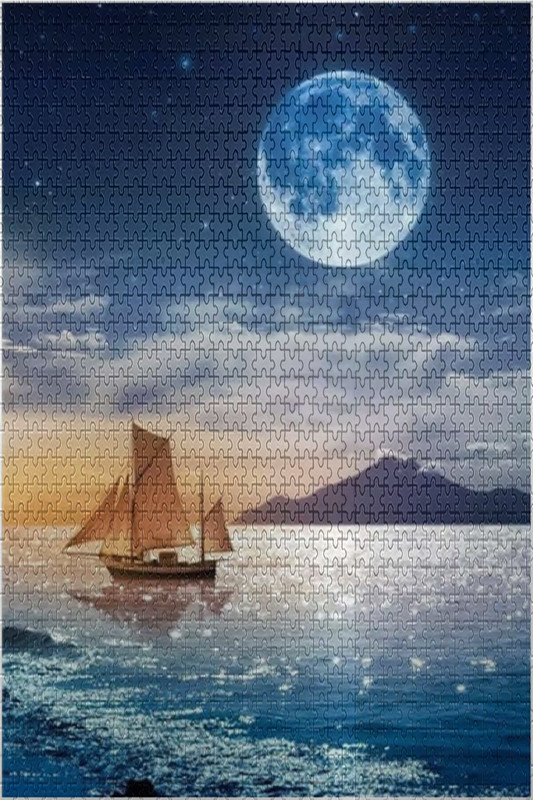 Beach Coastal Seashore Sea Ship Moon Hill Puzzles For Adults 500 Piece ...