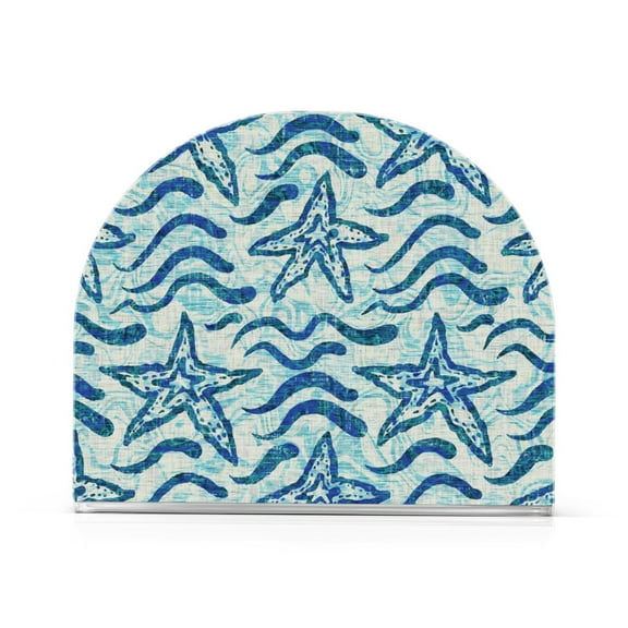Beach Coastal Seastars Nautical Weave Acrylic Napkin Holder Tissue Paper Clear Tabletop Dispenser Dining Room Bathroom Party Hotel