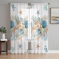 thumbnail image 1 of Beach Coastal Sheer Curtains 84 Inch Length 2 Panels Set Window Treatments, Nautical Shell Starfish Coral Summer Rod Pocket Semi Curtains for Living Room/Bedroom/Kitchen Décor, 104"W x 84"L, 1 of 7