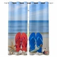 thumbnail image 1 of Beach Coastal Slippers Blackout Curtains for Bedroom Living Room Darkening Curtains 90 Inch Ocean Starfish Shell Shoreline Black Out Window Curtain Privacy Window Treatment Grommet Drapes 52"x90"x2, 1 of 9