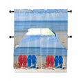 thumbnail image 1 of Beach Coastal Slippers Swag Curtains for Living Room/Bedroom Windows, Ocean Starfish Shell Shoreline Kitchen Curtains and Valances Set 36 Inch Length, Light Filtering Swags Valance Curtain Panels, 1 of 5